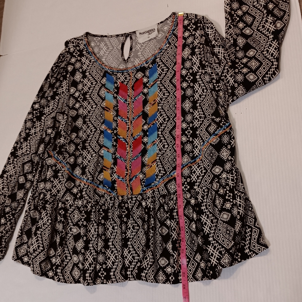 SAVANNA JANE print ruffle hem top, 2X - Picture 8 of 12